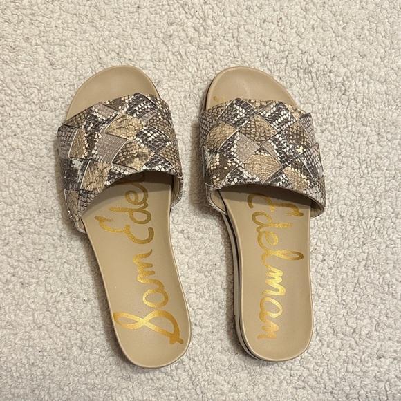 Sam Edelman Brown Snakeskin Slide Sandals - Picture 1 of 2